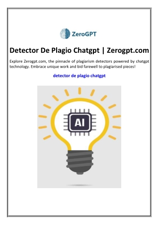 Detector De Plagio Chatgpt | Zerogpt.com