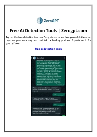 Free Ai Detection Tools | Zerogpt.com