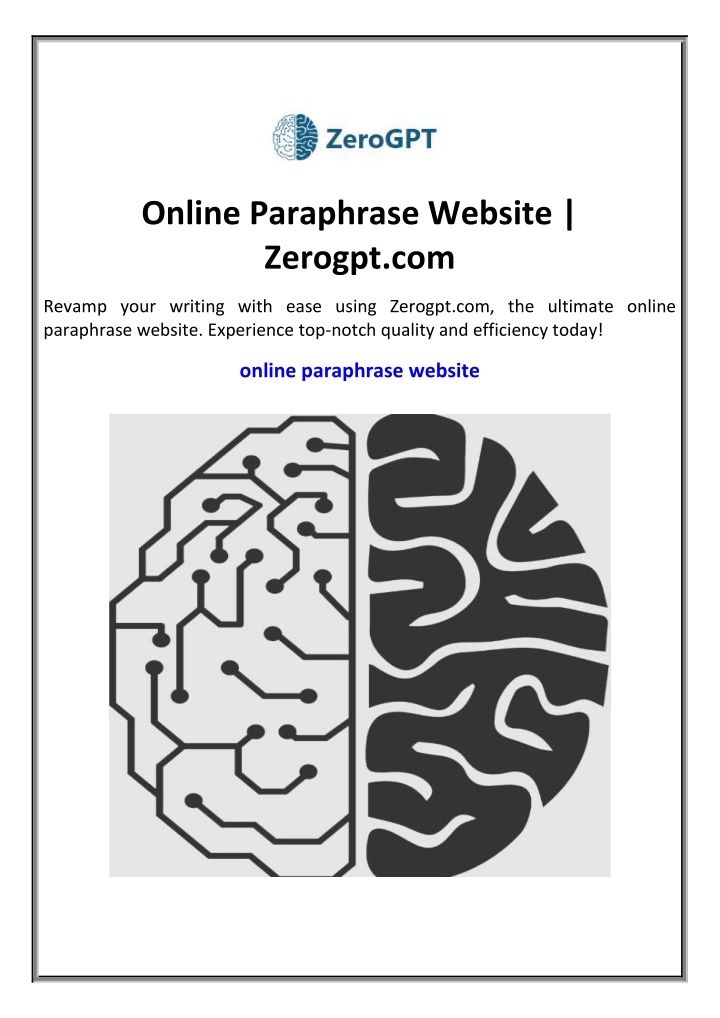 online paraphrase website zerogpt com