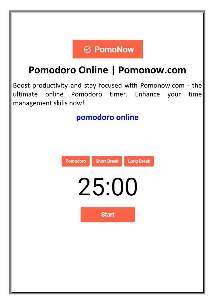 pomodoro online pomonow com