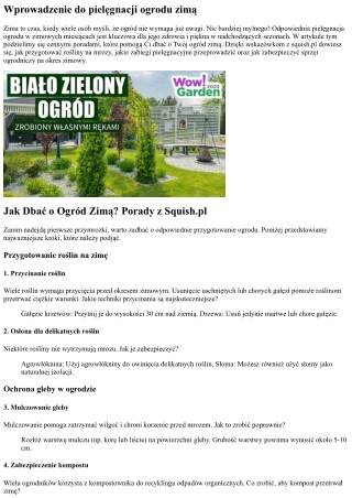 Jak Dbać o Ogród Zimą? Porady z Squish.pl