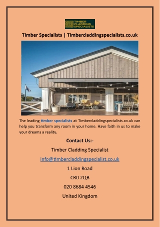 Timber Specialists  Timbercladdingspecialists.co.uk