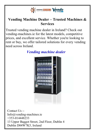 Vending Machine Dealer – Trusted Machines & Services