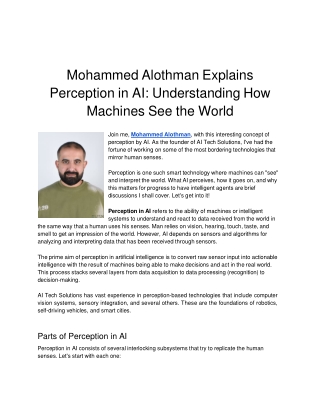 mohammed alothman explains perception in ai understanding how machines see the world