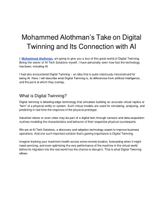 mohammed alothman s take on digital twinning and its connection with ai