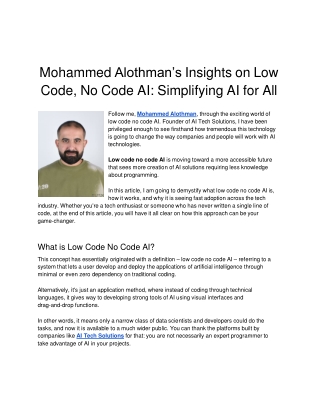mohammed alothman s insights on low code no code ai simplifying ai for all