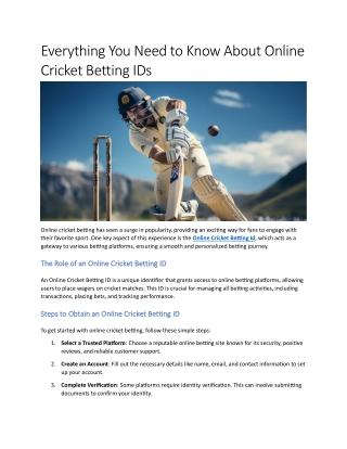 Everything You Need to Know About Online Cricket Betting IDs