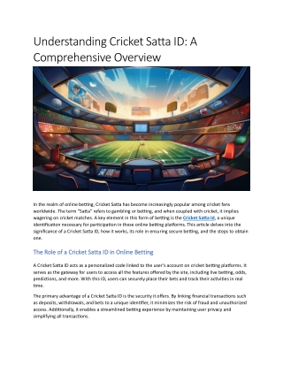 understanding cricket satta id a comprehensive