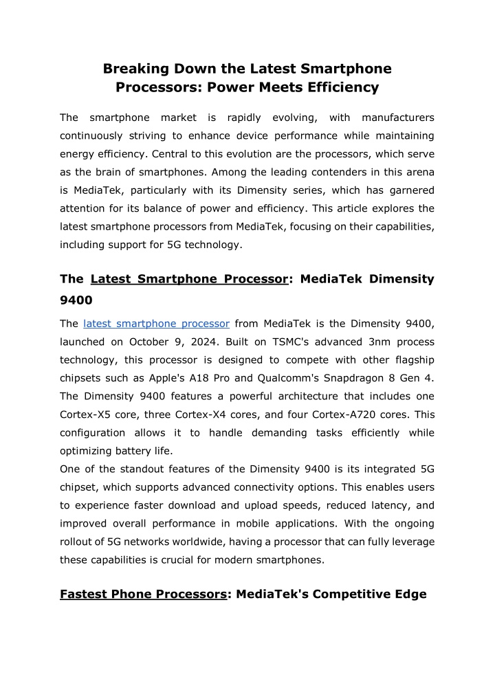 breaking down the latest smartphone processors