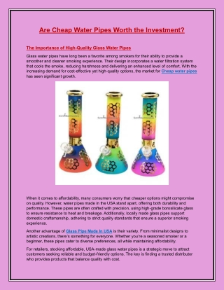Are Cheap Water Pipes Worth the Investment