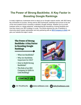 The Power of Strong Backlinks: A Key Factor in Boosting Google Rankings