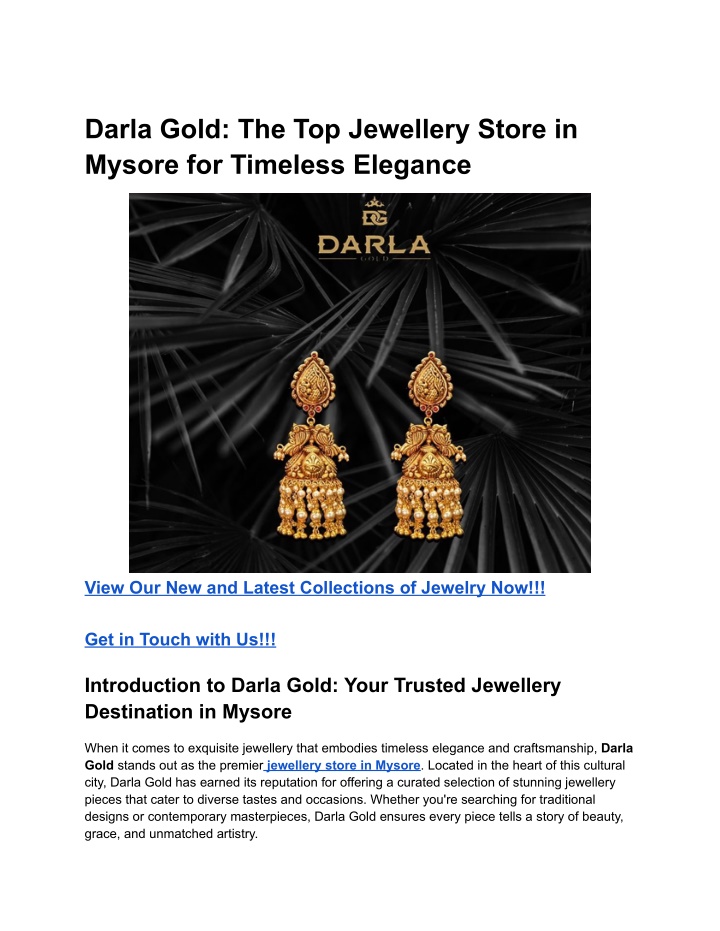 darla gold the top jewellery store in mysore