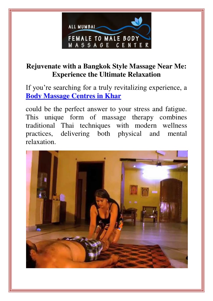 rejuvenate with a bangkok style massage near