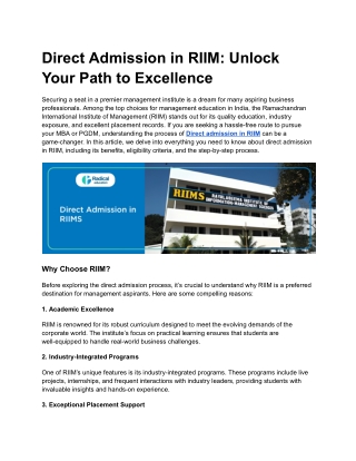 direct admission in riim unlock your path