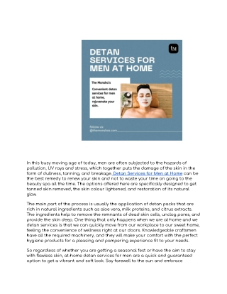 Detan Services for Men at Home– Revive Your Skin Comfortably