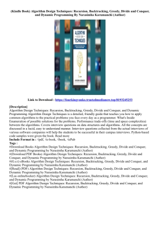 [Ebook Download] Algorithm Design Techniques: Recursion, Backtracking, Greedy, D