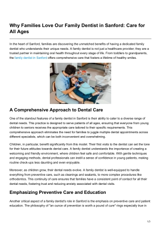 Why Families Love Our Family Dentist in Sanford Care for All Ages