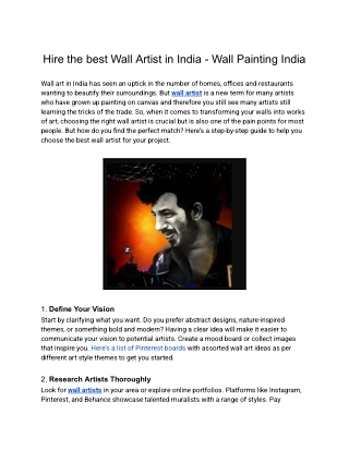 Hire the best Wall Artist in India - Wall Painting India