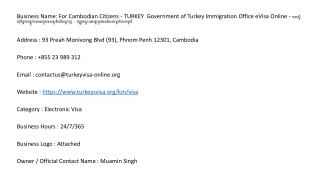 For Cambodian Citizens - TURKEY  Government of Turkey Immigration Office eVisa O