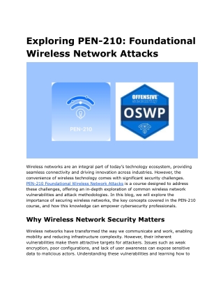 exploring pen 210 foundational wireless network