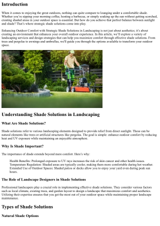 “Enhancing Outdoor Comfort with Strategic Shade Solutions in Landscaping”