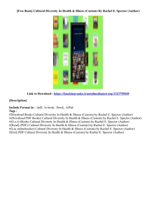 (Free Download) Cultural Diversity In Health & Illness (Custom) By Rachel E. Spe