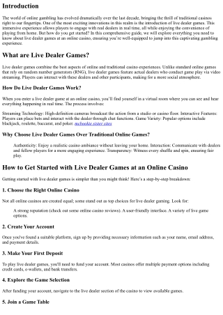 How to Get Started with Live Dealer Games at an Online Casino