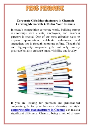 Corporate Gifts Manufacturers in Chennai Creating Memorable Gifts for Your Business