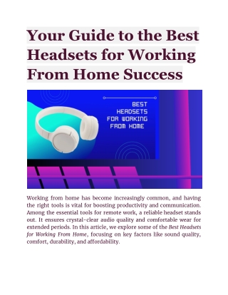 Your Guide to the Best Headsets for Working From Home Success