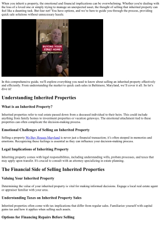 when you inherit a property the emotional