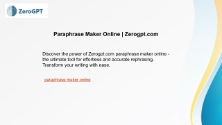 Paraphrase Maker Online  Zerogpt.com