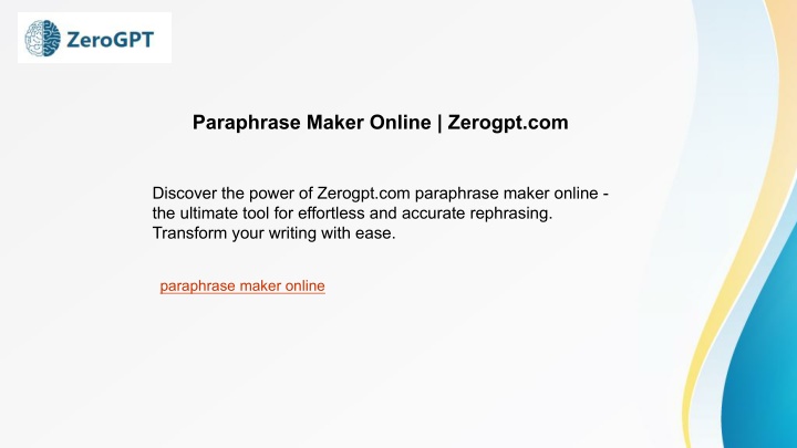 paraphrase maker online zerogpt com