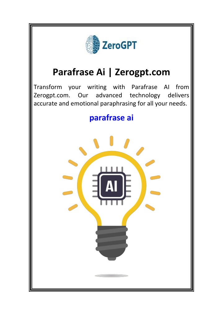 parafrase ai zerogpt com