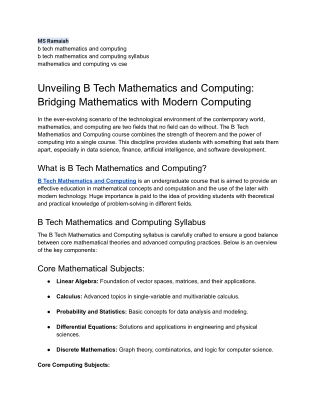 Explore B Tech Mathematics and Computing at M S Ramaiah University: Your Future