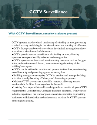 Top CCTV Services by Cismycro Business Solutions