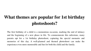 What themes are popular for 1st birthday photoshoots