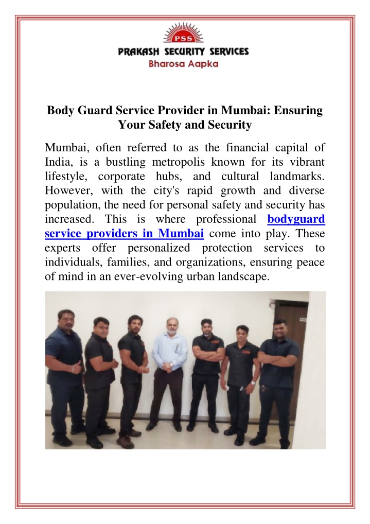 body guard service provider in mumbai ensuring