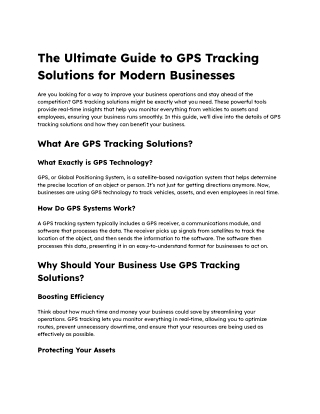 The Ultimate Guide to GPS Tracking Solutions for Modern Businesses