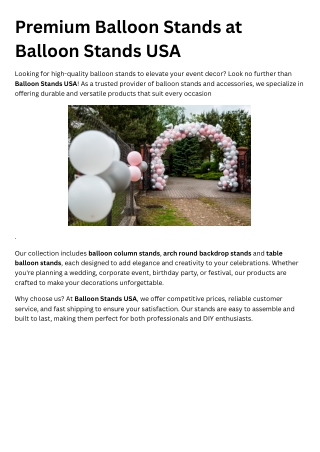 High-Quality Balloon Stands for Every Event – Balloon Stands USA