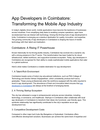 app developers in coimbatore transforming
