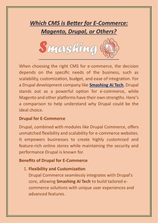 Which CMS is Better for E-Commerce Drupal Development Company