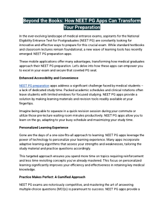 Beyond the Books_ How NEET PG Apps Can Transform Your Preparation