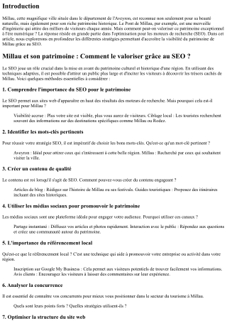 Millau et son patrimoine : Comment le valoriser grâce au SEO ?