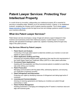 patent lawyer services protecting your