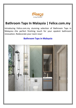 Bathroom Taps In Malaysia | Rocconi.com.my