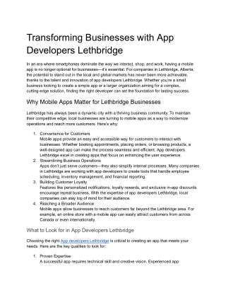 transforming businesses with app developers