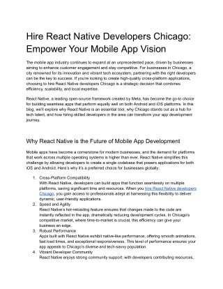 hire react native developers chicago empower your