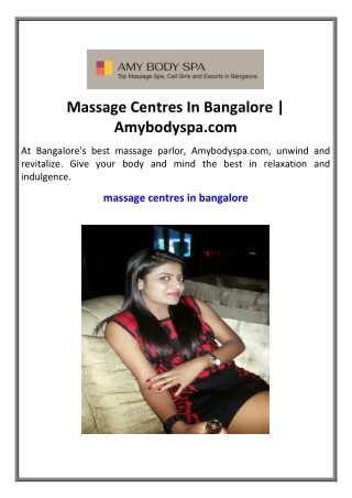 Massage Centres In Bangalore | Amybodyspa.com