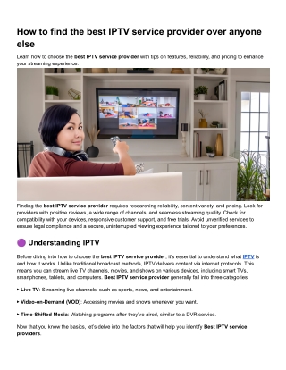 how to find the best iptv service provider over