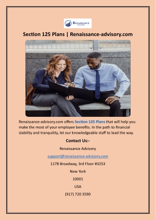 Section 125 Plans  Renaissance-advisory.com
